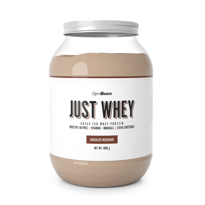 Just Whey beljakovine iz mleka krav proste reje - GymBeam + darilo 1000 g - čokoladni milkshake - 00