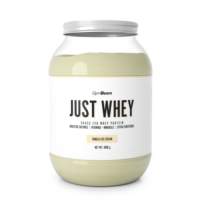 Just Whey beljakovine iz mleka krav proste reje - GymBeam + darilo 1000 g - vanilja sladoled - 00