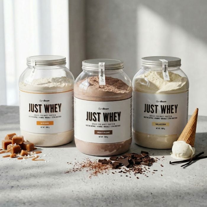 Just Whey beljakovine iz mleka krav proste reje - GymBeam 2000 g - čokoladni milkshake - 00