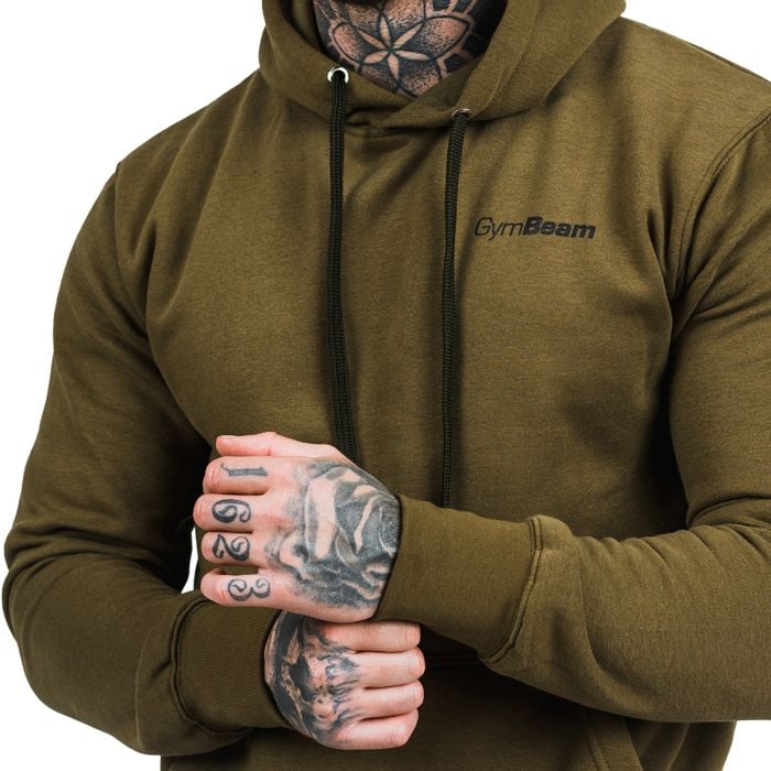 Pulover s kapuco Athlete Military Green Black - GymBeam XL