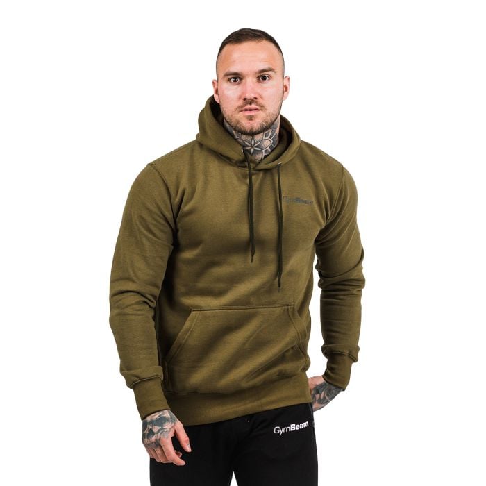 Pulover s kapuco Athlete Military Green Black - GymBeam XL