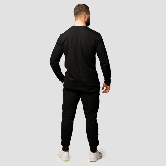Moška majica z dolgimi rokavi Basic Black - GymBeam M