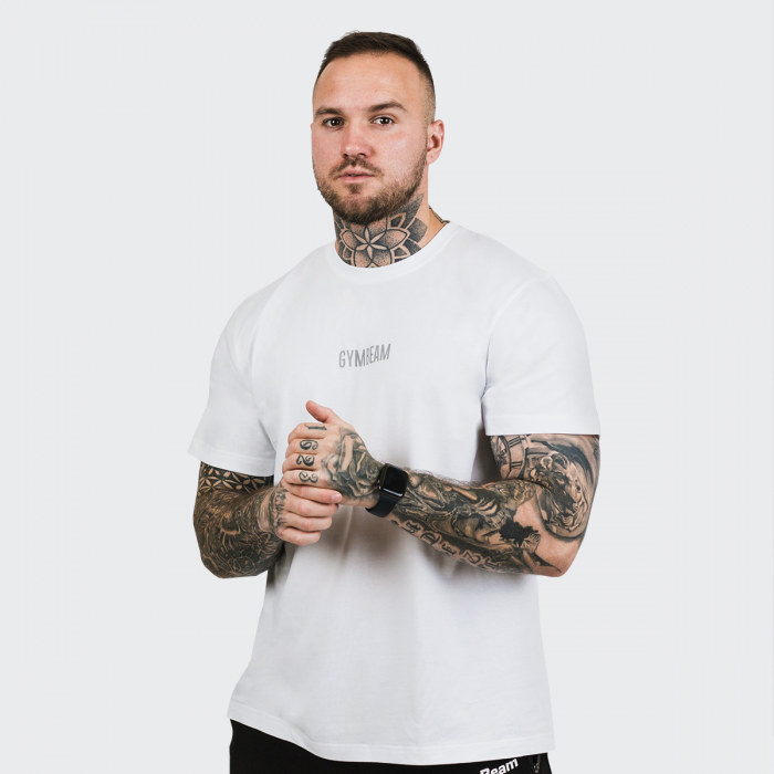 Moška majica s kratkimi rokavi FIT White - GymBeam