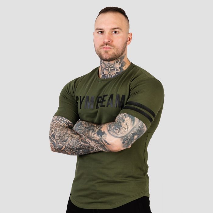 Moška majica Stripes Military Green - GymBeam