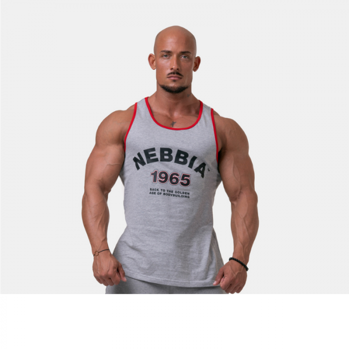 Moški Old School Muscle Tank Top Grey - NEBBIA
