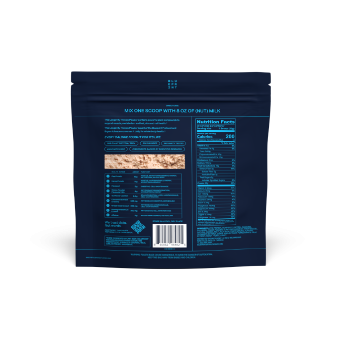 Longevity Protein - Blueprint by Bryan Johnson 1581 g - čokolada