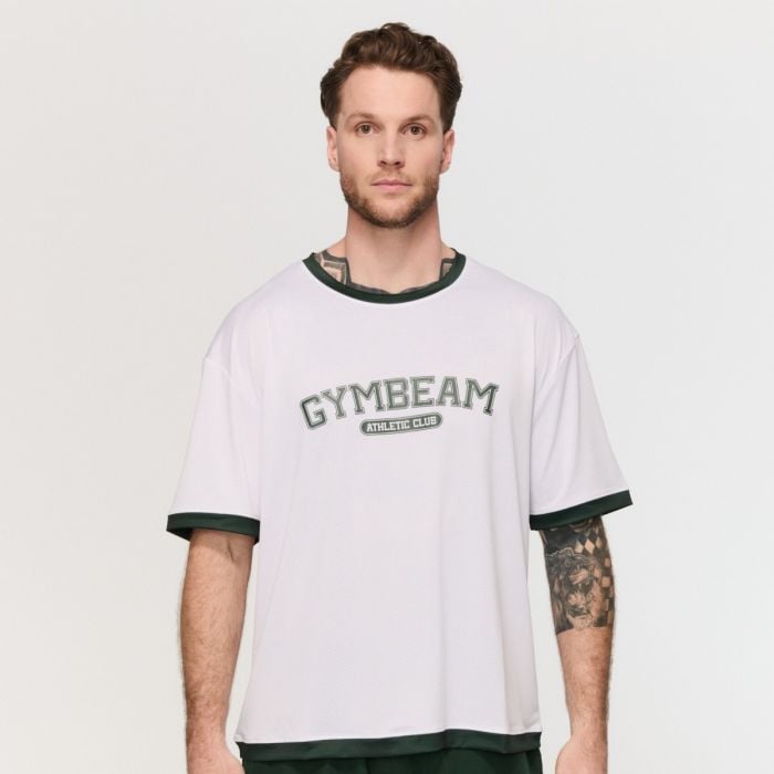 Moška oversized majica s kratkimi rokavi Varsity White – GymBeam M