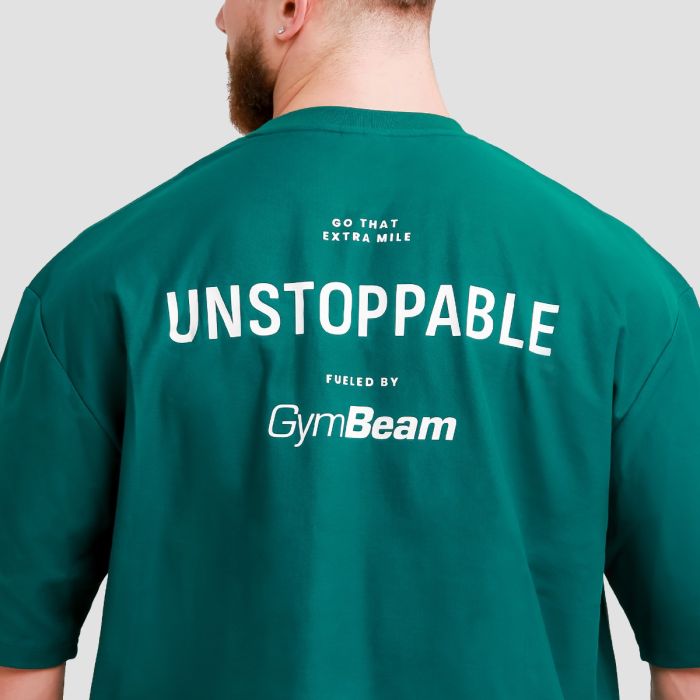 Ohlapna majica s kratkimi rokavi Unstoppable Green - GymBeam XL