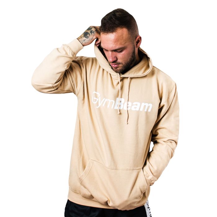 Moški pulover s kapuco PRO Sand - GymBeam L - cream