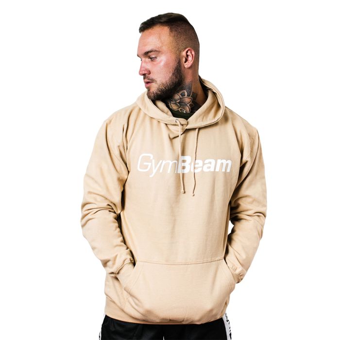 Moški pulover s kapuco PRO Sand - GymBeam L - cream