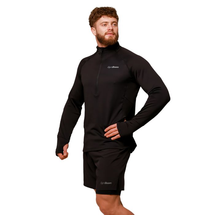 Tekaški pulover Pulse 1/2 Zip Black - GymBeam M