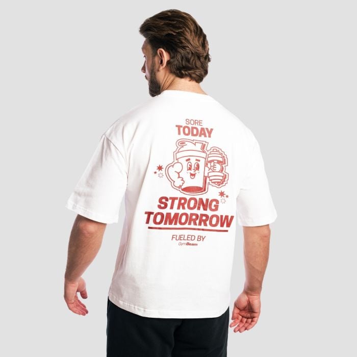 Majica boxy Shaker White - GymBeam L