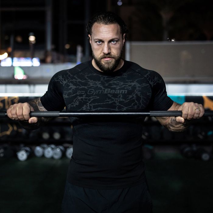 Brezšivna majica s kratkimi rokavi Static Black - GymBeam XL