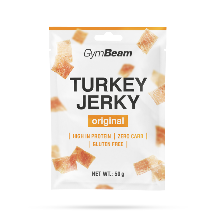 Sušen puran Turkey Jerky - GymBeam 50 g - original