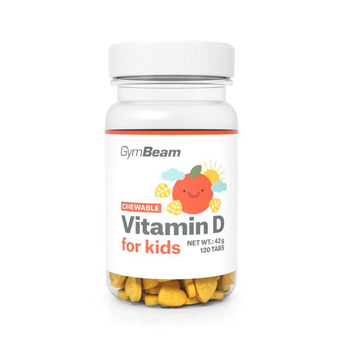 Žvečljivi vitamin D3 za otroke 400 IU - GymBeam 120 tab - pomaranča
