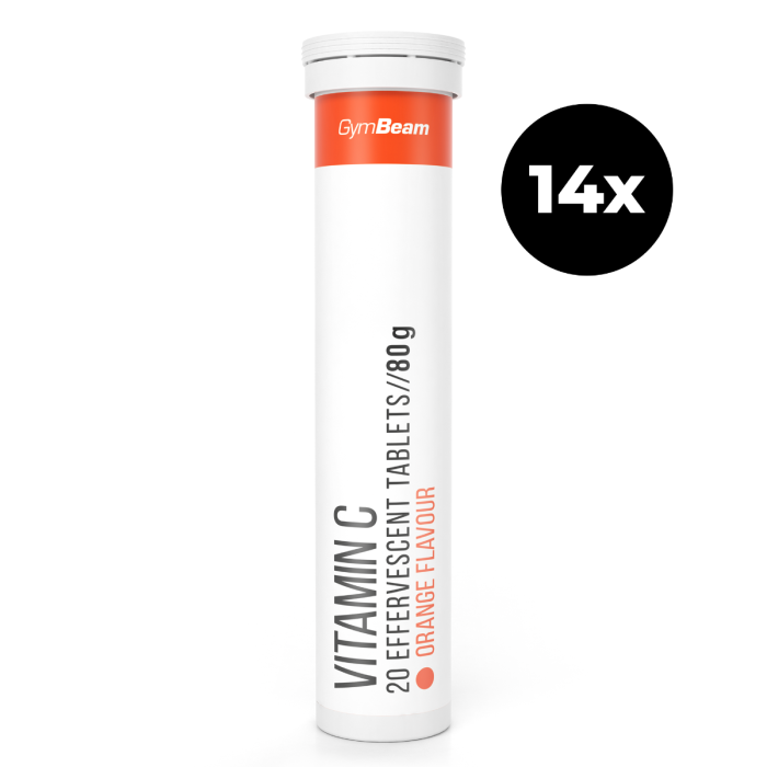 Vitamin C 1000 mg Šumeče tablete – GymBeam pomaranča - 20 tab