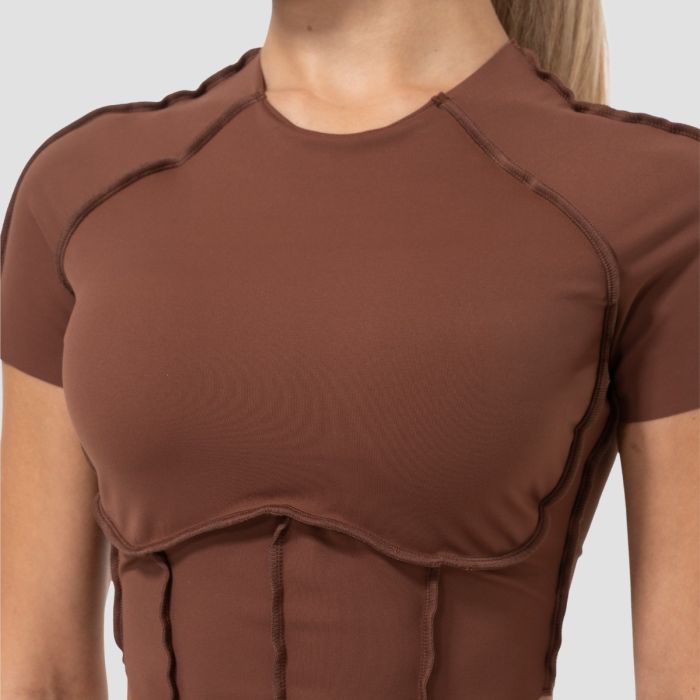 Ženska majica Cropped Cosmo Brown - GymBeam L