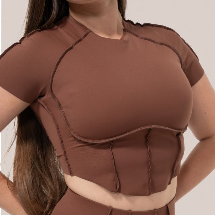 Ženska majica Cropped Cosmo Brown - GymBeam L