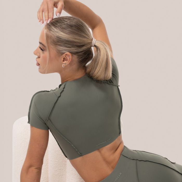 Ženska majica Cropped Cosmo Olive - GymBeam L