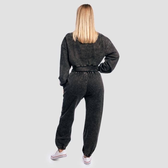 Ženski kratki pulover Aura Washed Black - GymBeam M