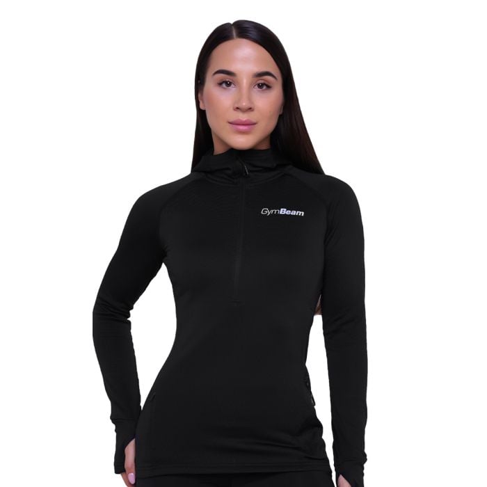Ženski tekaški pulover Pulse 1/2 Zip Black - GymBeam M