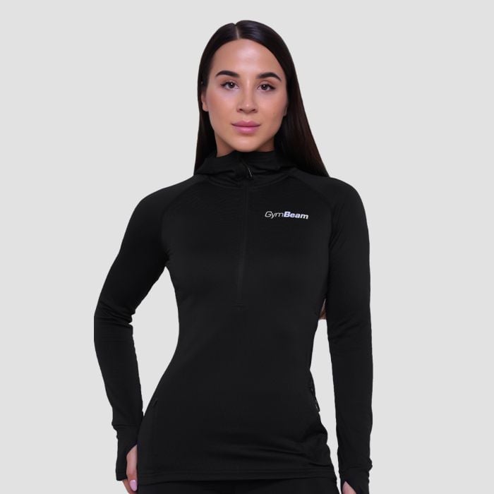 Ženski tekaški pulover Pulse 1/2 Zip Black - GymBeam M