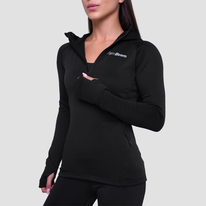 Ženski tekaški pulover Pulse 1/2 Zip Black - GymBeam M