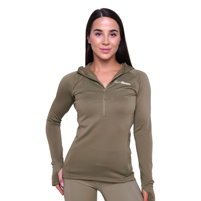 Ženski tekaški pulover Pulse 1/2 Zip Vetiver - GymBeam XXL