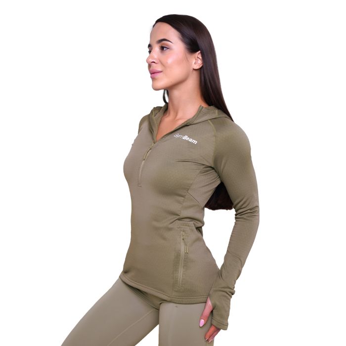 Ženski tekaški pulover Pulse 1/2 Zip Vetiver - GymBeam XXL