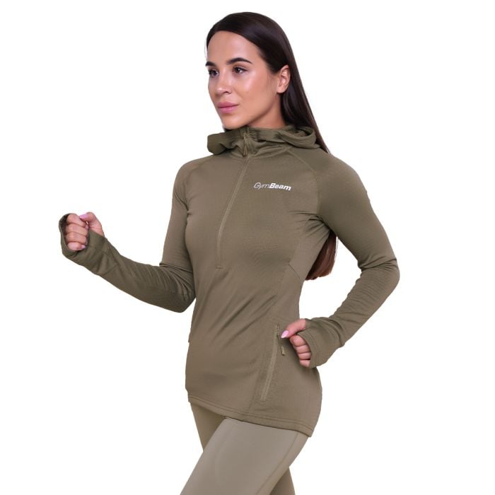 Ženski tekaški pulover Pulse 1/2 Zip Vetiver - GymBeam XXL