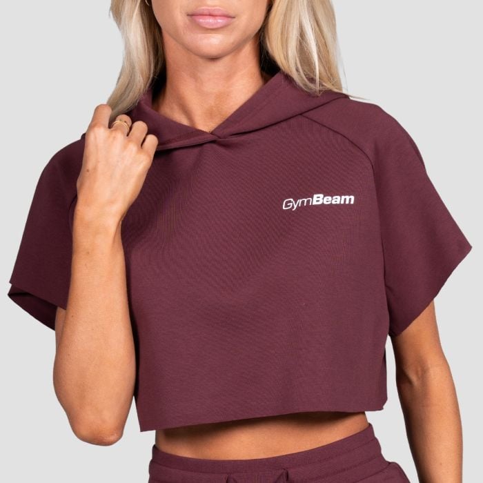 Ženska kratka majica s kapuco Relay Fig - GymBeam S