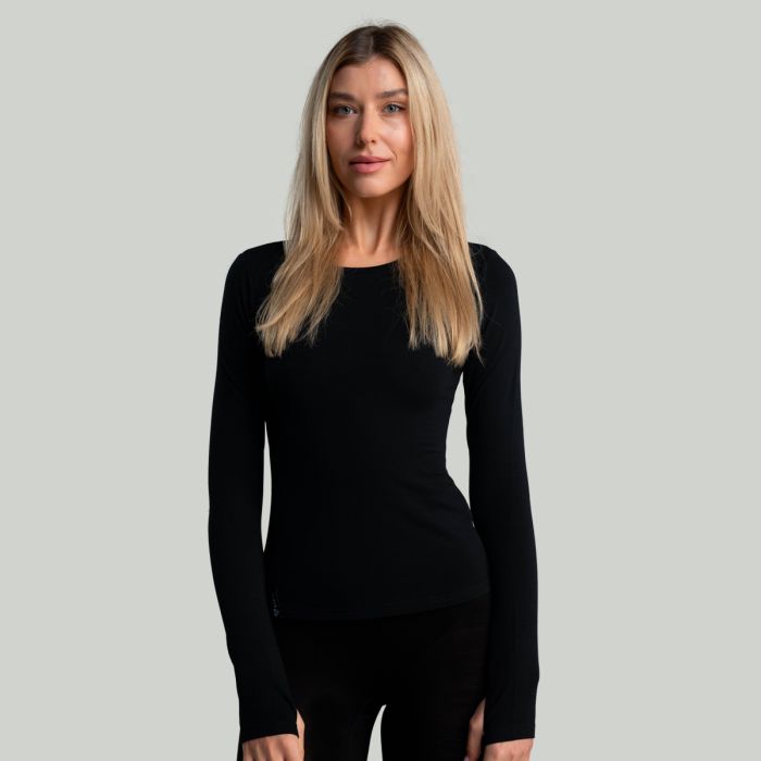 Ženska majica z dolgimi rokavi MERINO I Black - STRIX