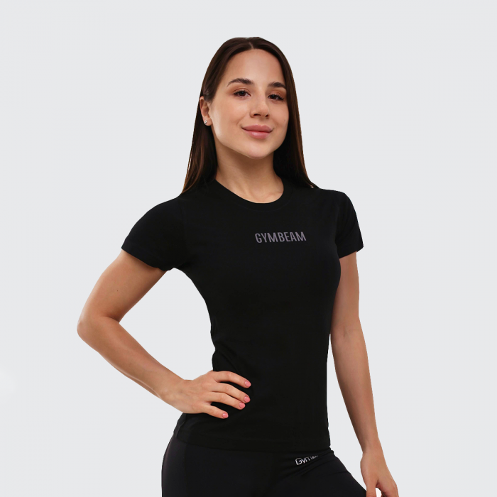 Ženska majica s kratkimi rokavi FIT Black - GymBeam 