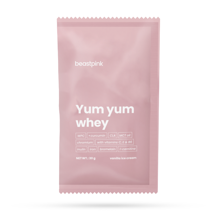 Yum Yum Whey Vzorec - BeastPink 30 g - caramel biscuit