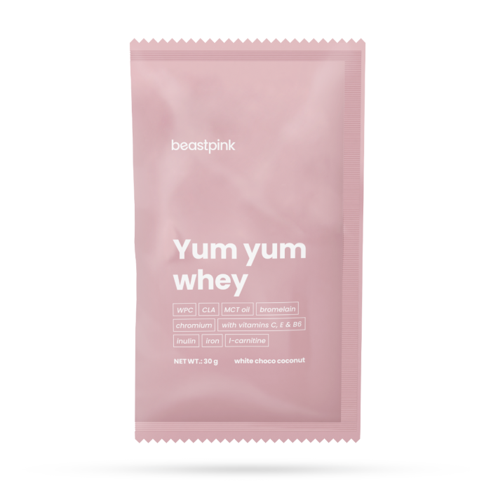 Yum Yum Whey Vzorec - BeastPink 30 g - caramel biscuit