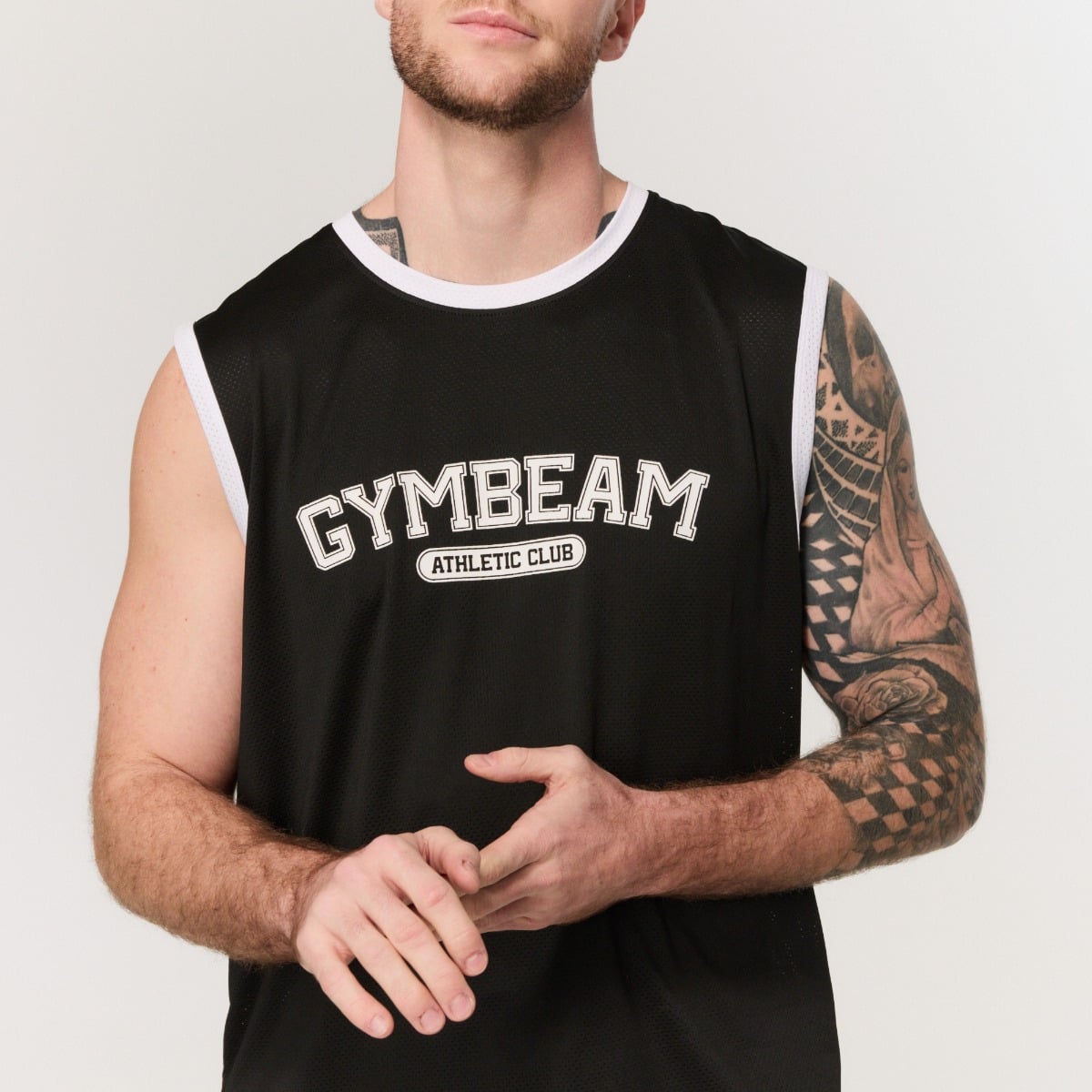 Moška majica brez rokavov Varsity Black – GymBeam