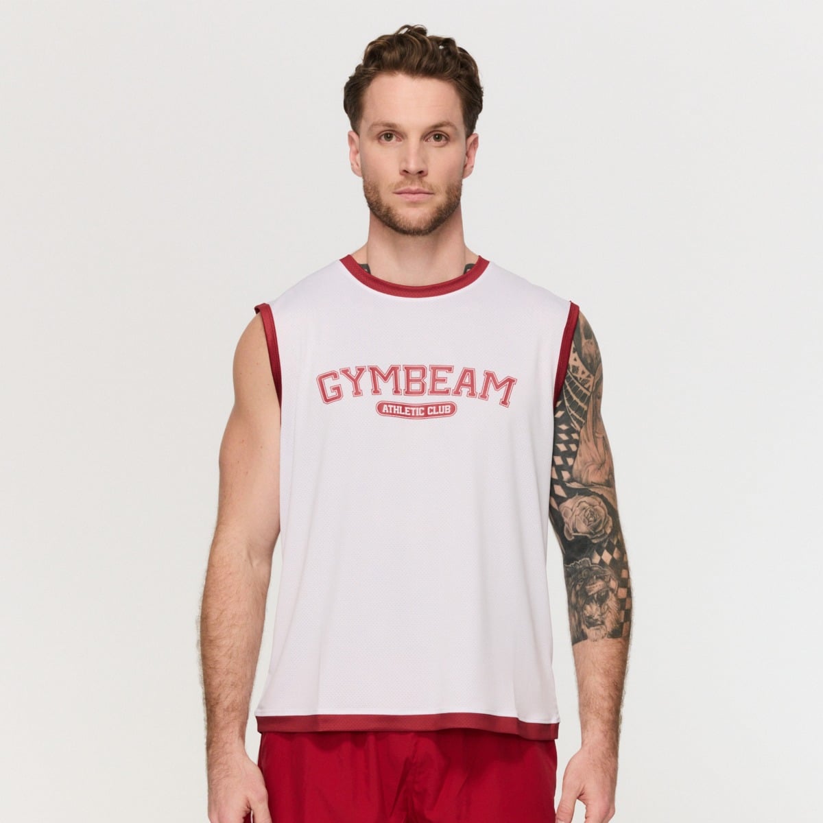 Moška majica brez rokavov Varsity White – GymBeam
