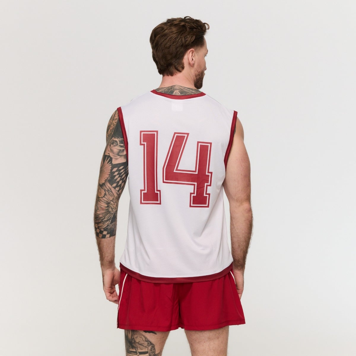 Moška majica brez rokavov Varsity White – GymBeam