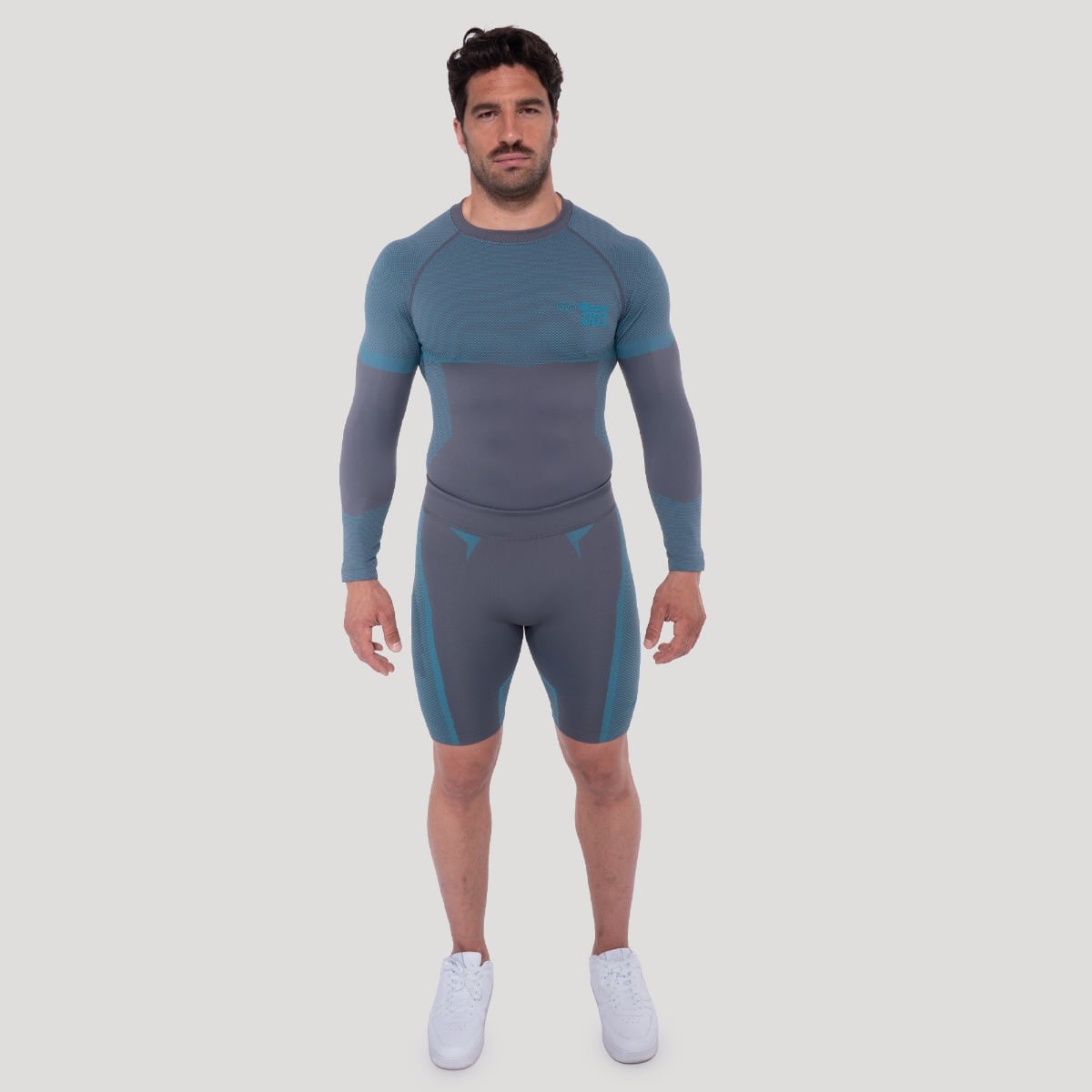 GymBeam Brezšivna majica z dolgimi rokavi OG1 Grey/Blue - Velikost: XXL | Barva: sivá | Teža: 0,355 g | Pakiranje: 60 · záber 6