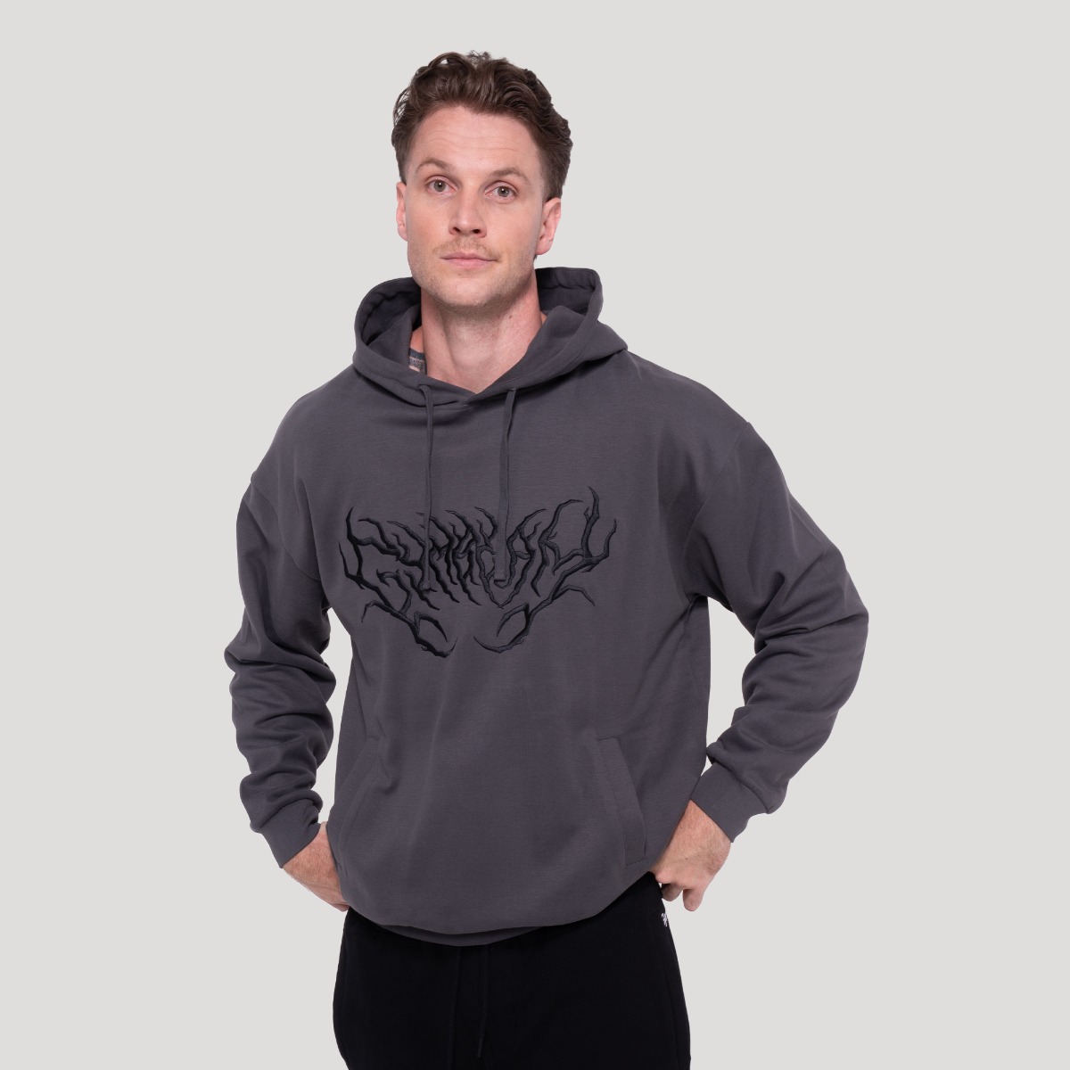 Pulover s kapuco Thorn Grey – GymBeam