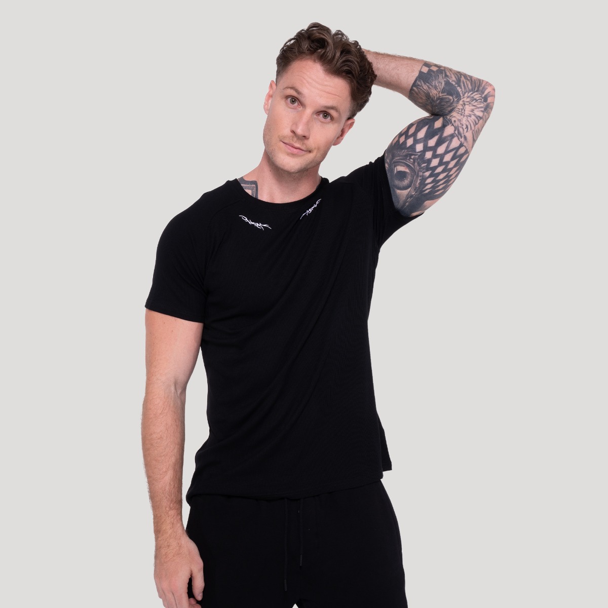 Majica Tribal Ribbed Black - GymBeam
