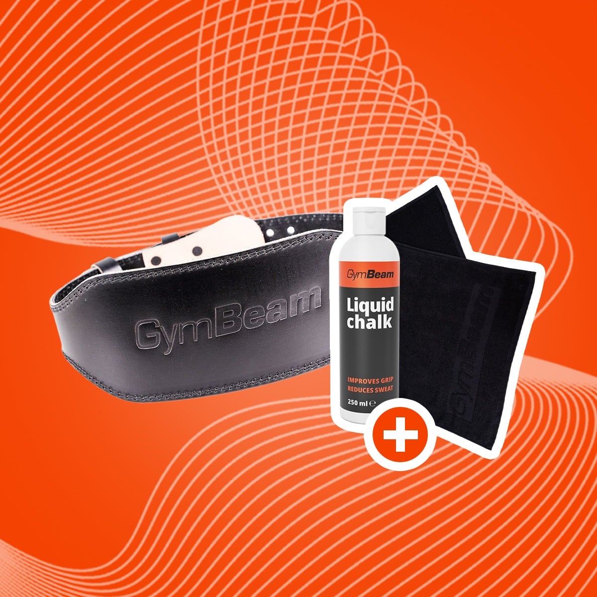 Usnjen fitnes pas Black - GymBeam + darili