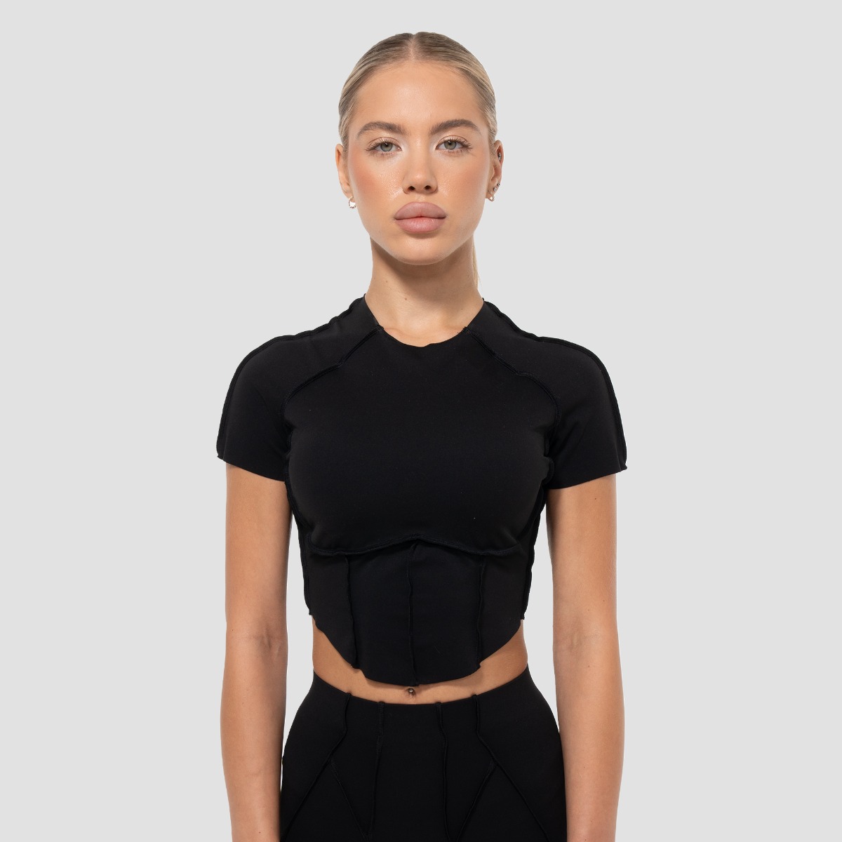 Ženska majica Cropped Cosmo Black - GymBeam