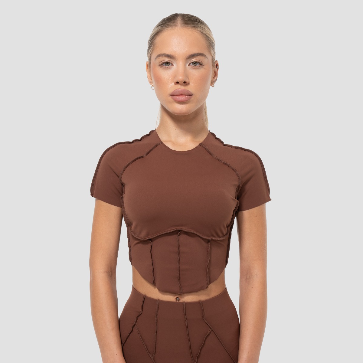 Ženska majica Cropped Cosmo Brown - GymBeam