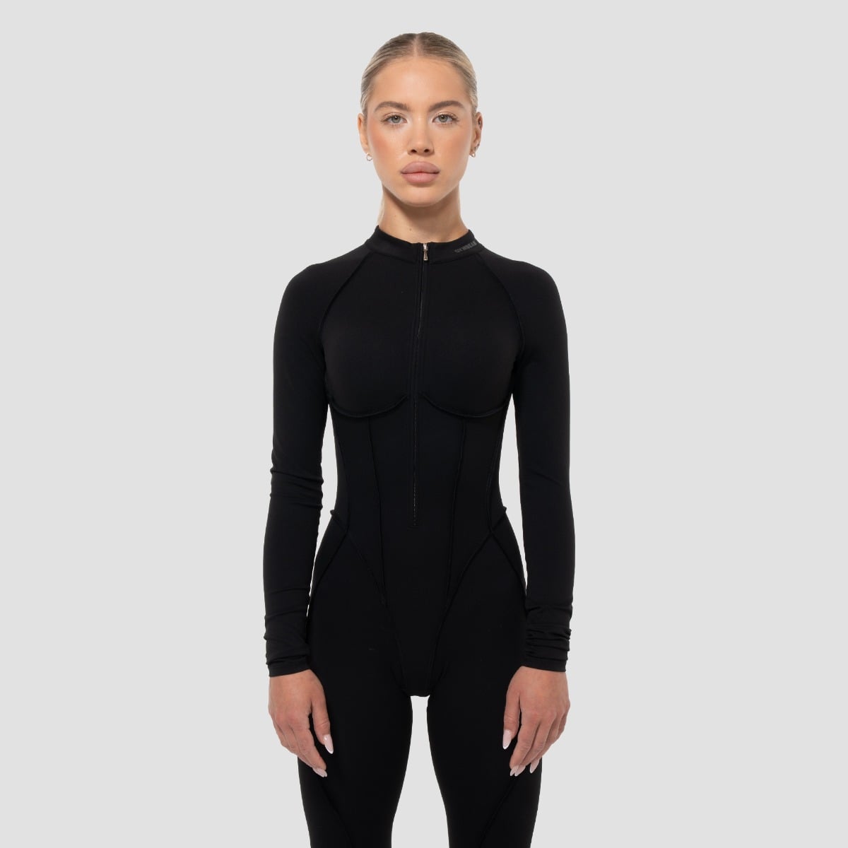 Ženski pajac Zip-Up Cosmo Black - GymBeam