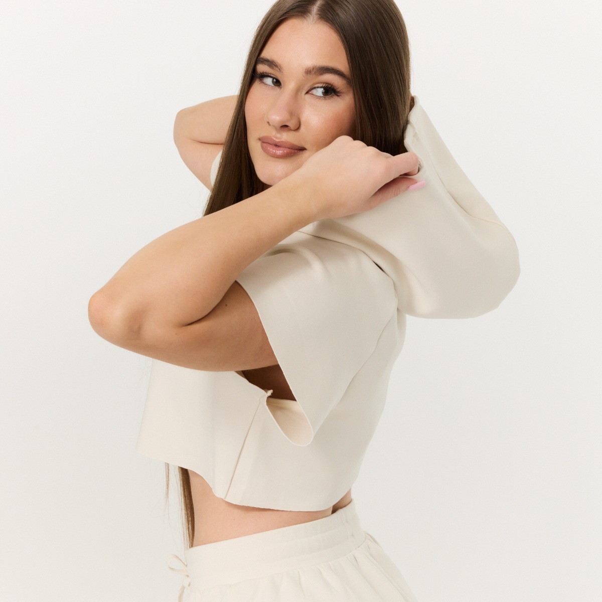 Ženska kratka majica s kapuco Relay Pearl - GymBeam