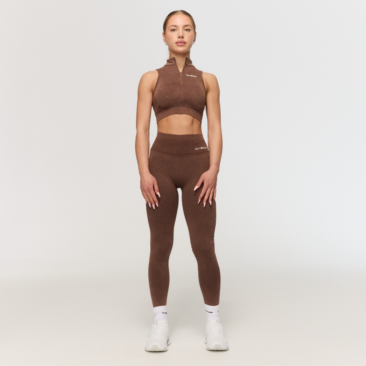 GymBeam Ženske brezšivne pajkice Fierce Brown - Velikost: XS | Barva: hnedá | Teža: 0,12 g | Pakiranje: 80 · záber 6