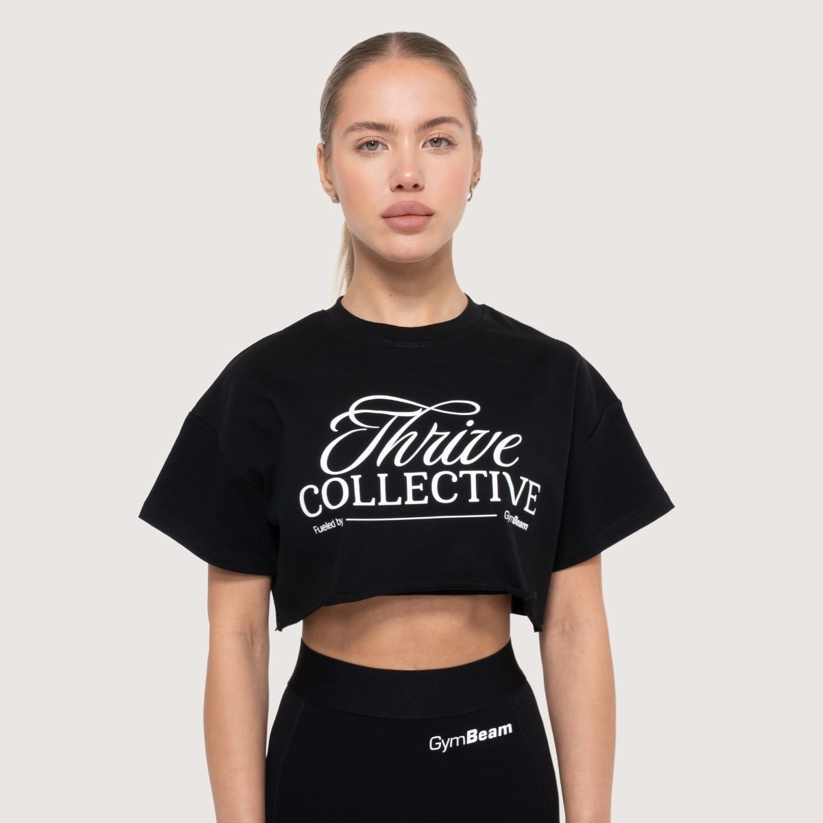 Ženska kratka majica Thrive Black - GymBeam