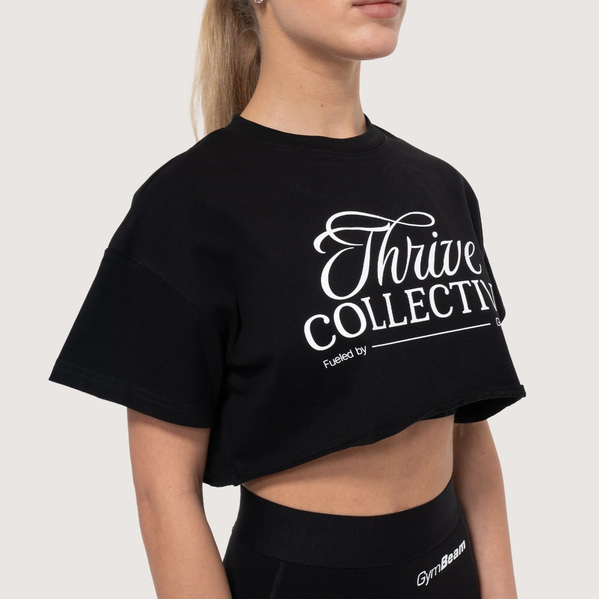 Ženska kratka majica Thrive Black - GymBeam
