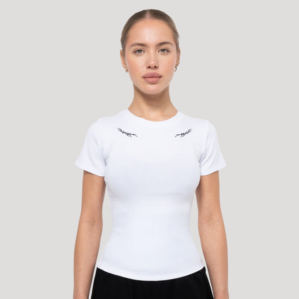 Ženska majica Tribal Ribbed White - GymBeam